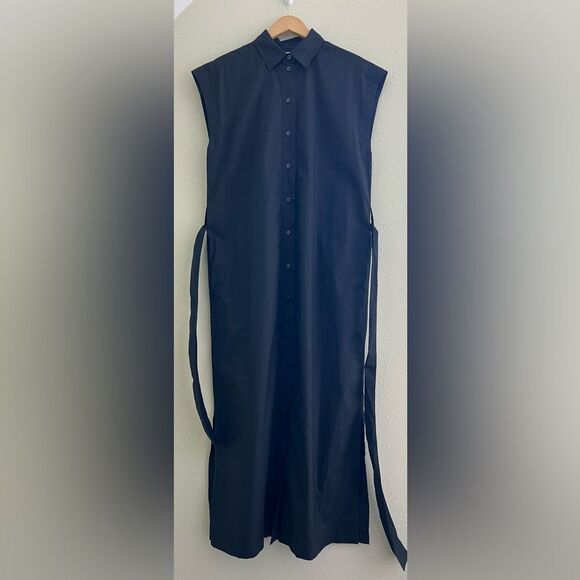 New Everlane The Supima® Cotton Short-Sleeve Shirt Dress in Black Size 12 - Picture 5 of 13